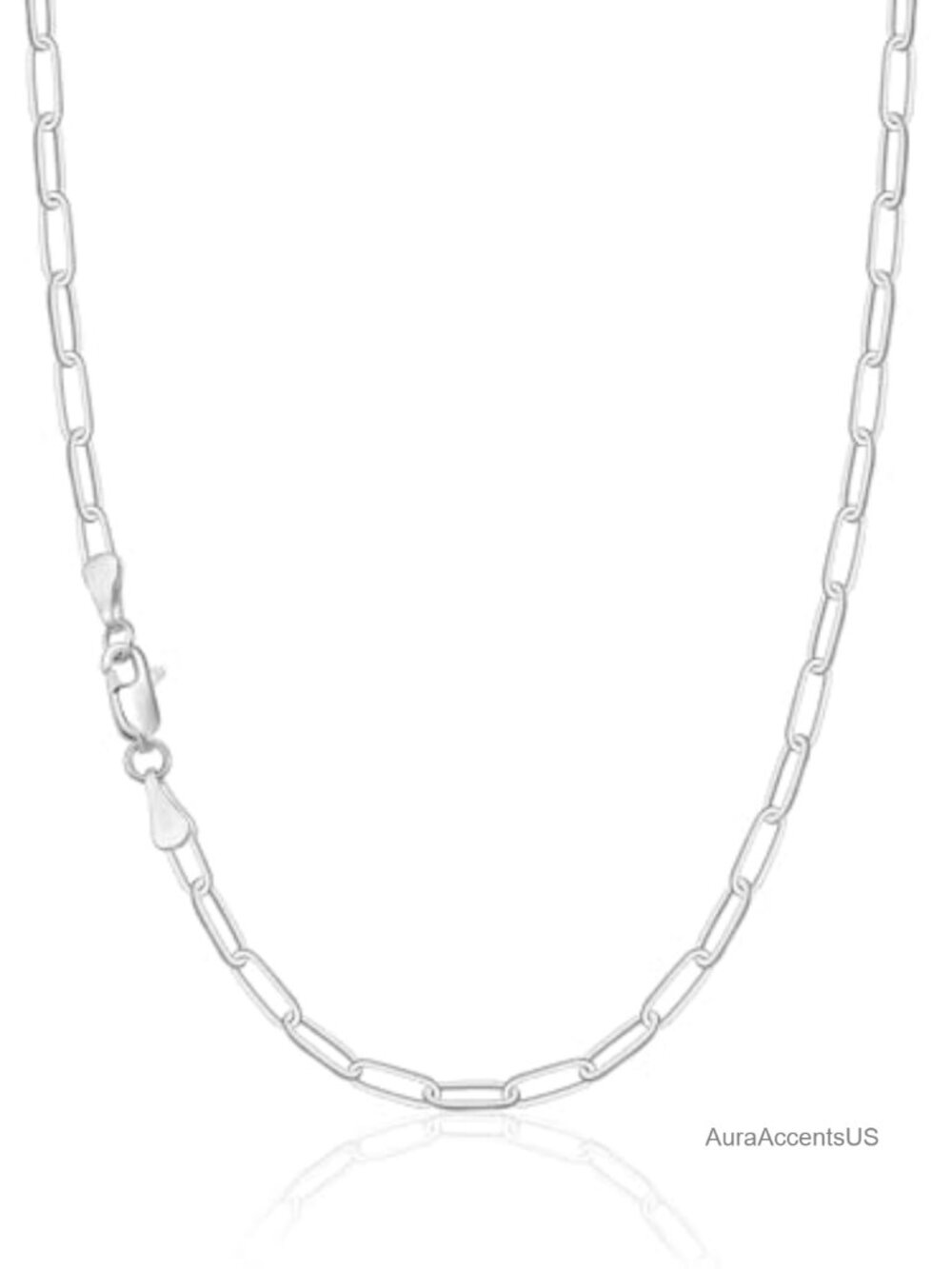 Silver Plated Paperclip Chain Necklace Hypoallergenic 18in Lobster Clasp